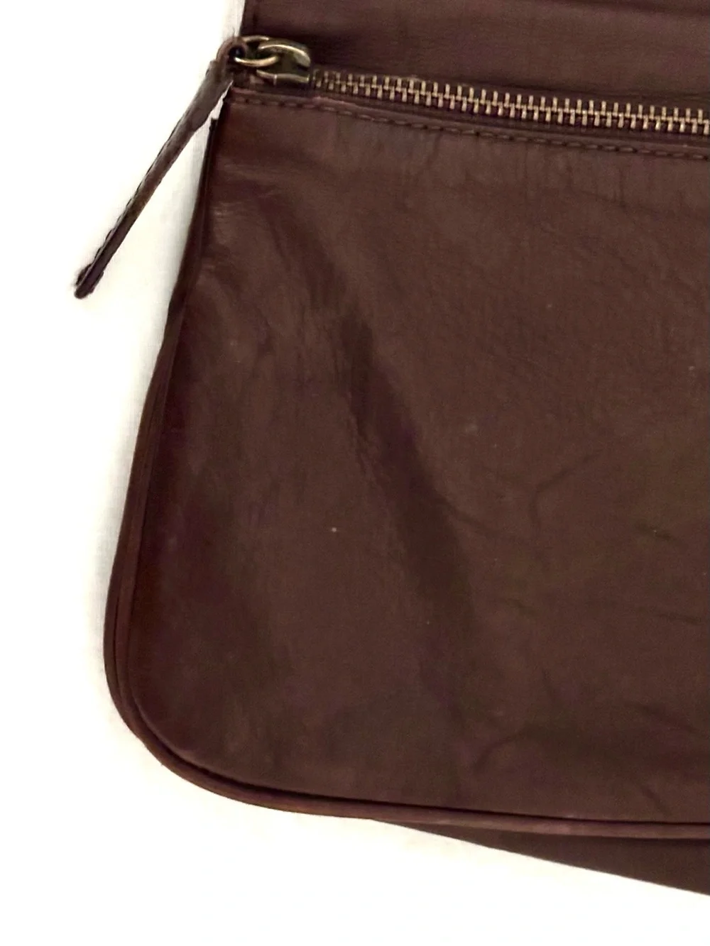 Rafe New York Leather Clutch with Brushed Steel Handle & Whipstitching